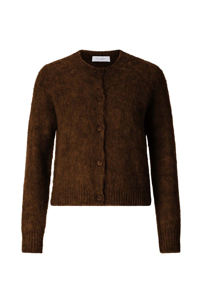 Rich & Royal Cardigan-Set mit Rundhalsausschnitt in Schokobraun