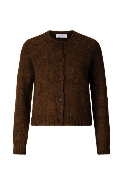 Rich & Royal Cardigan-Set mit Rundhalsausschnitt in Schokobraun