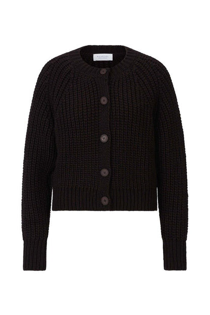 Rich & Royal Chunky Strickjacke mit Bindeband in Schokobraun