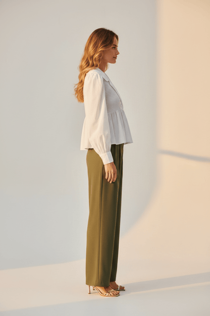 Rich Royal Cotton Blouse with Peplum in der Farbe Weiss