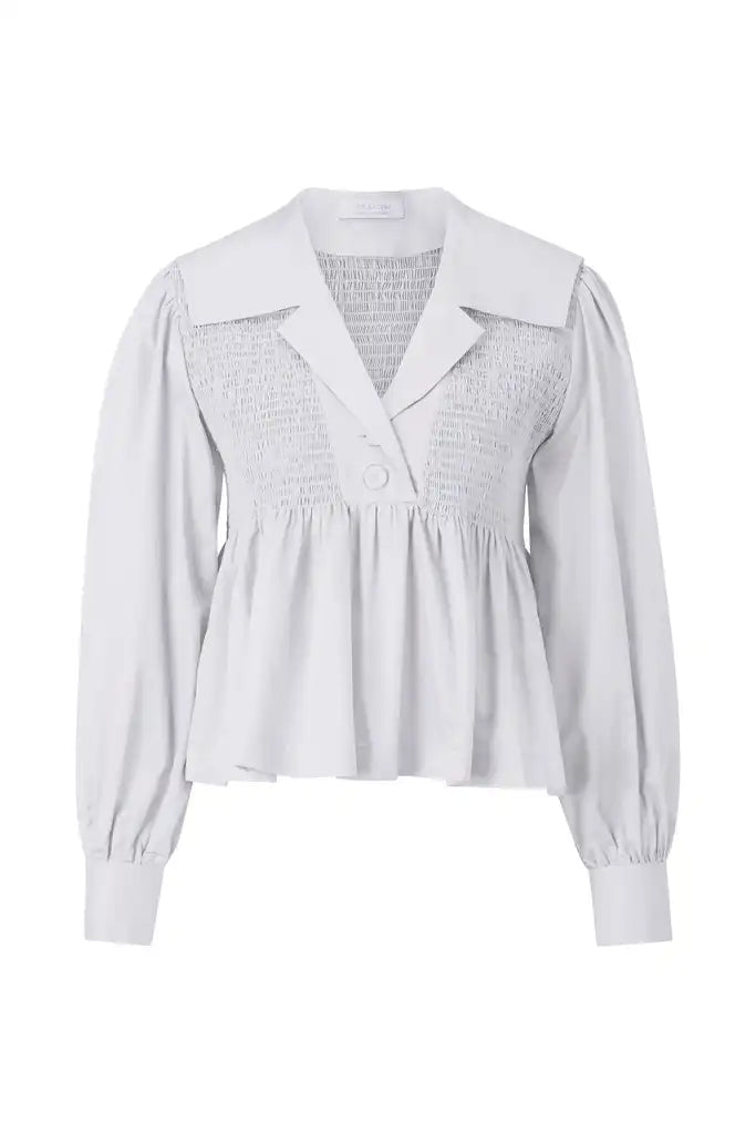 Rich Royal Cotton Blouse with Peplum in der Farbe Weiss