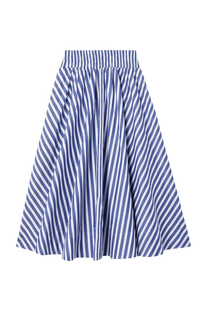 Rich Royal Cotton Striped Midi Rock in der Farbe Midnight Blue