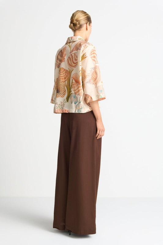 Rich & Royal Damen Kurzarmbluse mit Print in soft papaya
