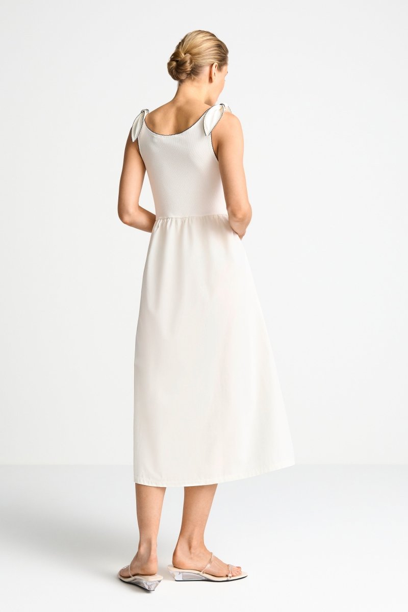 Rich & Royal Damen Materialmix Kleid in pearl white