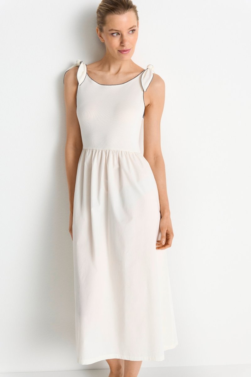 Rich & Royal Damen Materialmix Kleid in pearl white