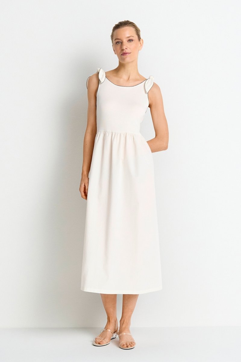 Rich & Royal Damen Materialmix Kleid in pearl white