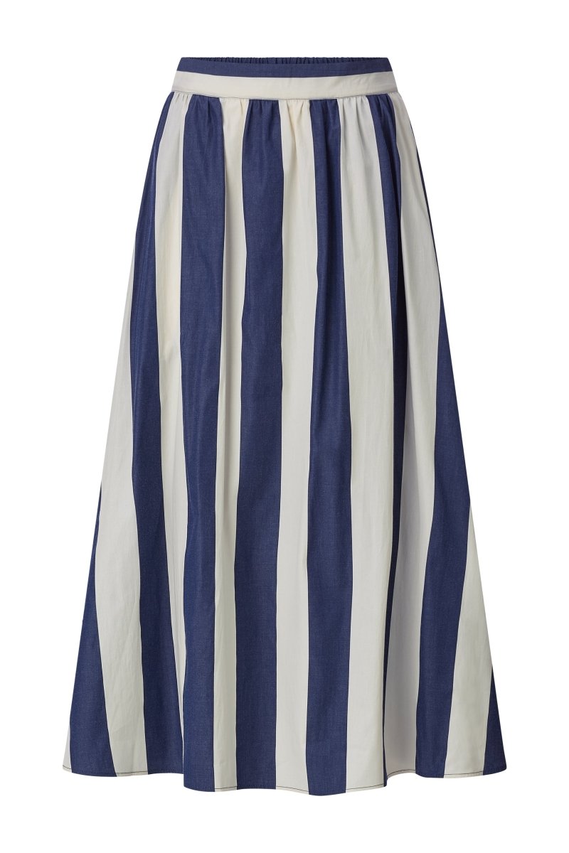 Rich & Royal Damen Midirock aus Baumwolle gestreift in midnight blue