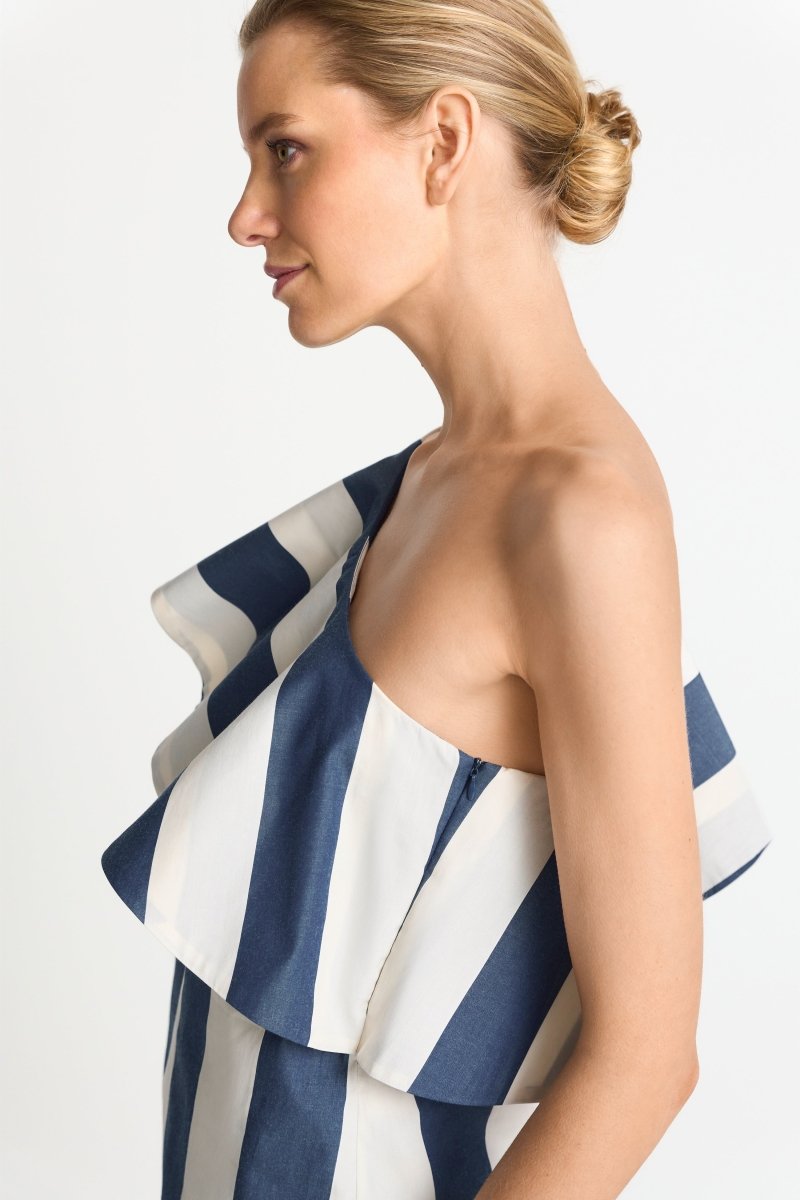 Rich & Royal Damen One - Shoulder - Bluse gestreift in midnight blue