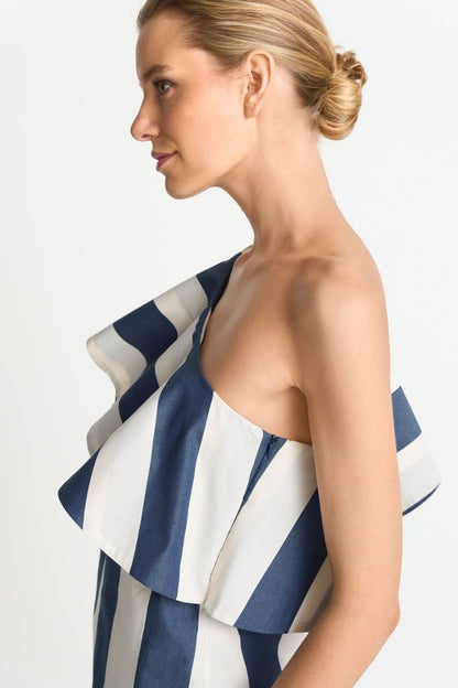 Rich & Royal Damen One - Shoulder - Bluse gestreift in midnight blue