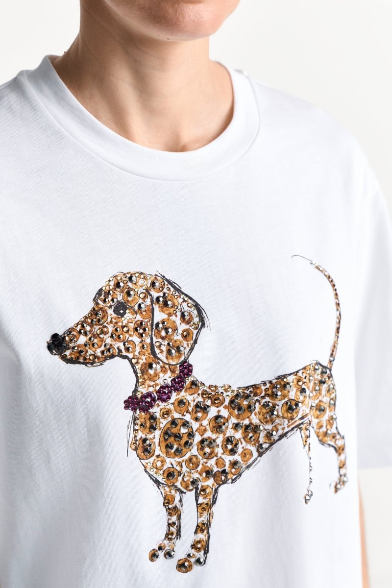 Rich & Royal Damen T-Shirt Hundeprint Weiß – Gentle Fit