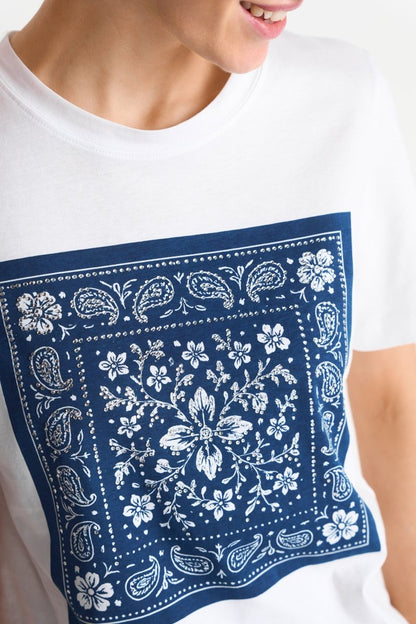 RICHROYAL Damen T-Shirt mit Bandana - Print in white