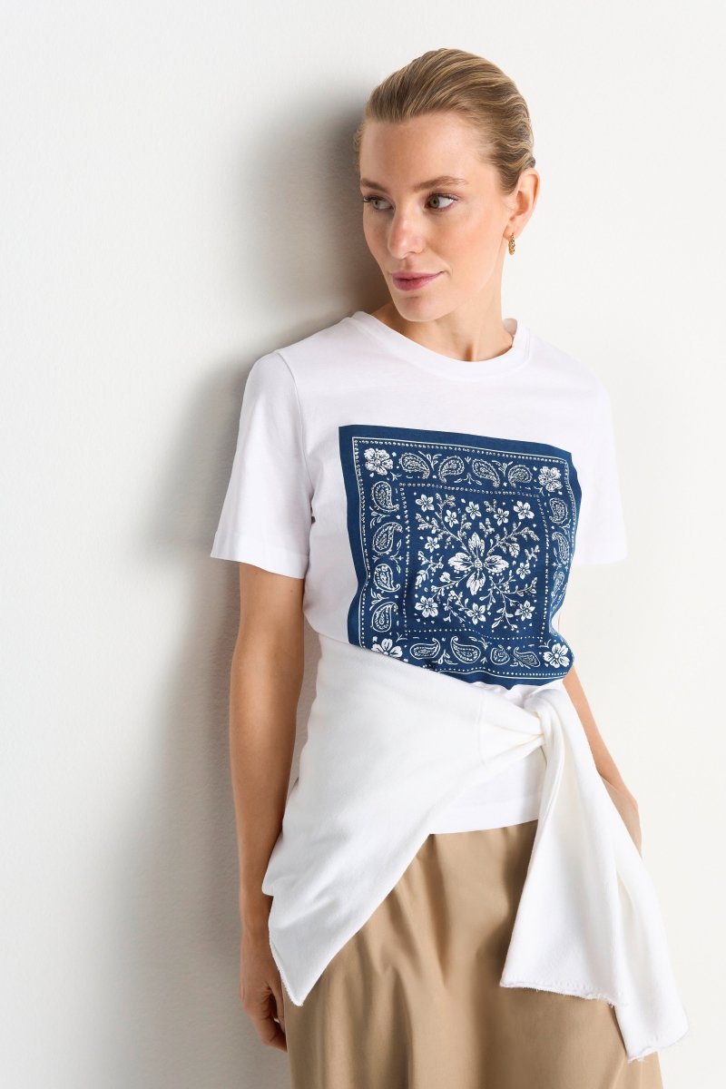 RICHROYAL Damen T-Shirt mit Bandana - Print in white