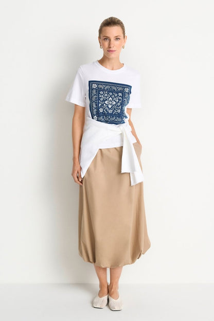 RICHROYAL Damen T-Shirt mit Bandana - Print in white