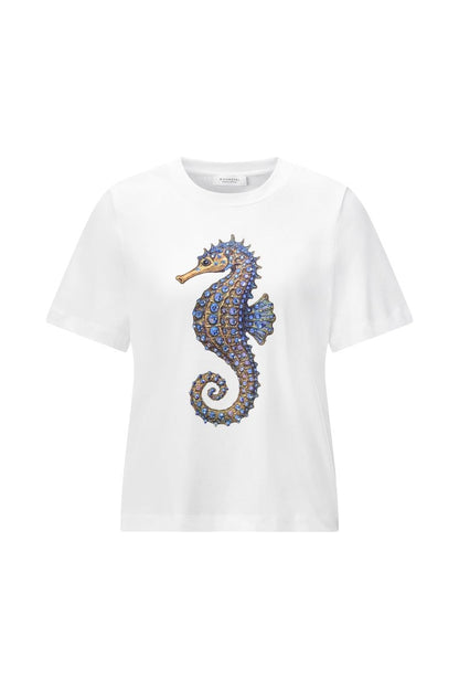 Rich & Royal Damen T-Shirt mit Seahorse - Motiv in white