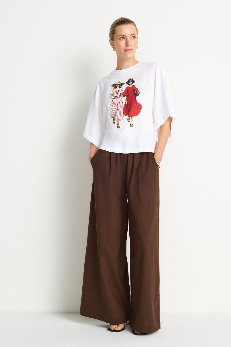 Rich & Royal Damen Wide Fit T-Shirt mit Dolman - Ärmeln in white