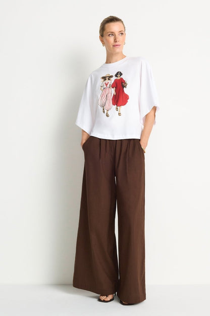 Rich & Royal Damen Wide Fit T-Shirt mit Dolman - Ärmeln in white
