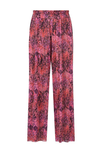 Rich & Royal Dot Print Crinkled Pants in Mulberry