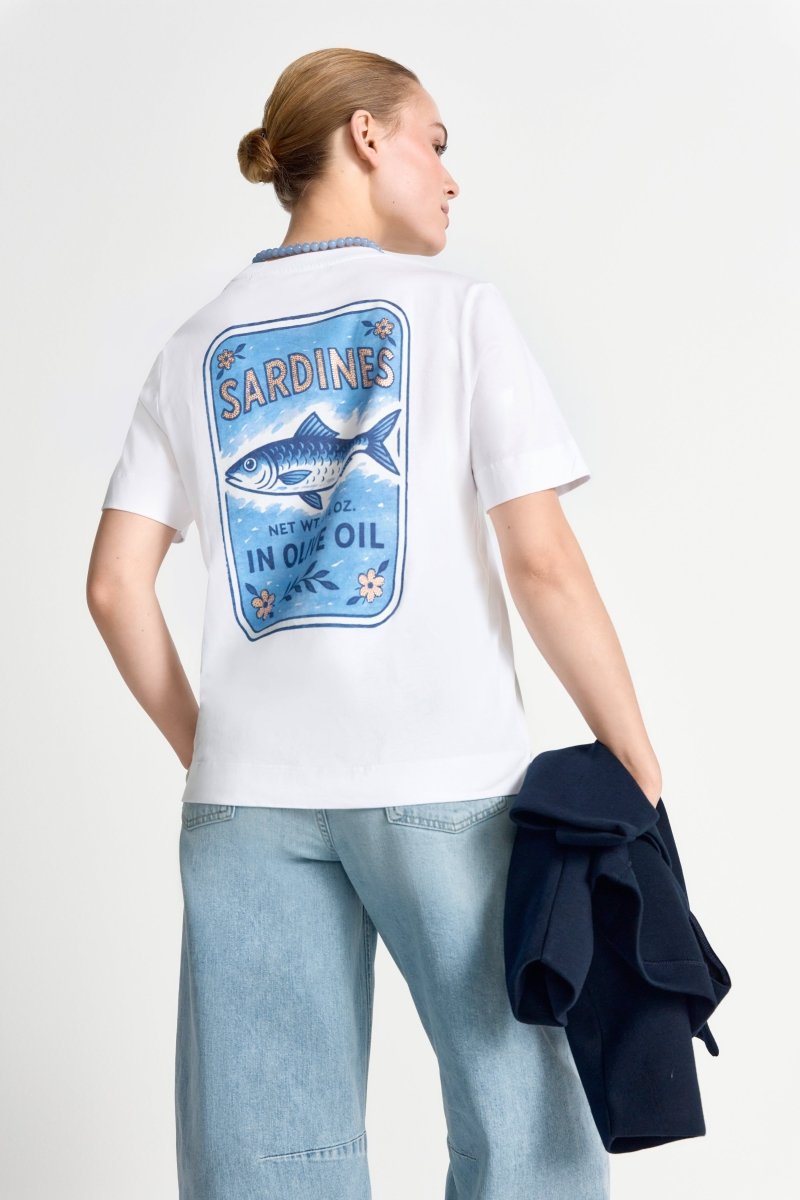 Rich & Royal Easy Fit T-Shirt Sardines Print in der Farbe White