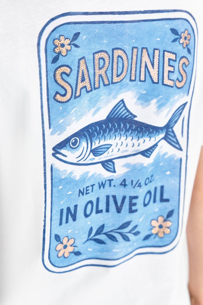 Rich & Royal Easy Fit T-Shirt Sardines Print in der Farbe White