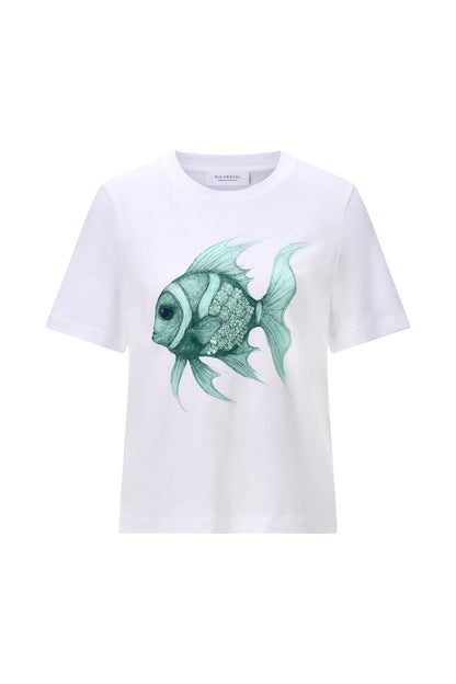 Rich & Royal Elegant Fit T-Shirt Fish in der Farbe white