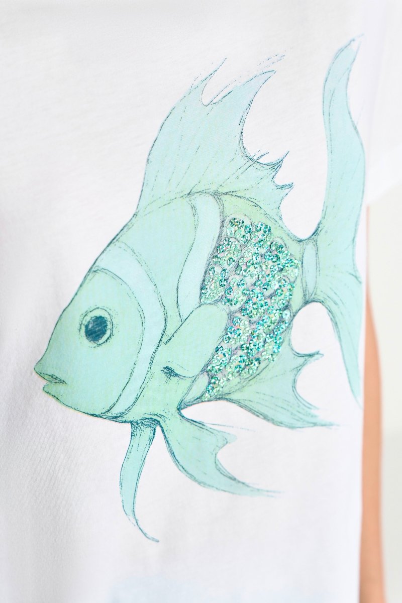 Rich & Royal Elegant Fit T-Shirt Fish in der Farbe white