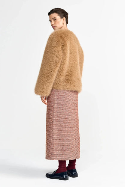 Rich & Royal Faux Fur Jacke in der Farbe Caffe Latte