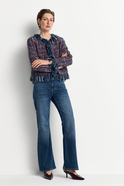 Rich & Royal Fransen-Bouclé-Jacke Mitternachtsblau