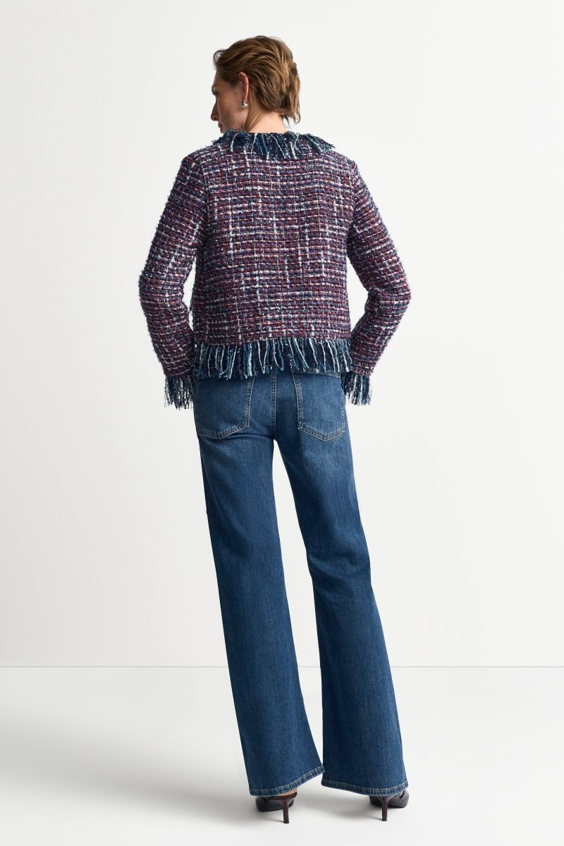 Rich & Royal Fransen-Bouclé-Jacke Mitternachtsblau