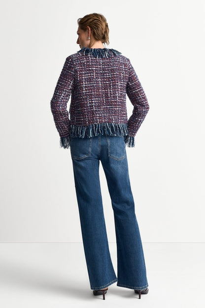 Rich & Royal Fransen-Bouclé-Jacke Mitternachtsblau