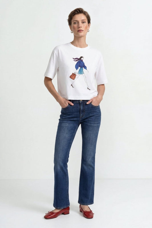RICHROYAL Gentle Fit T-Shirt mit Print in White
