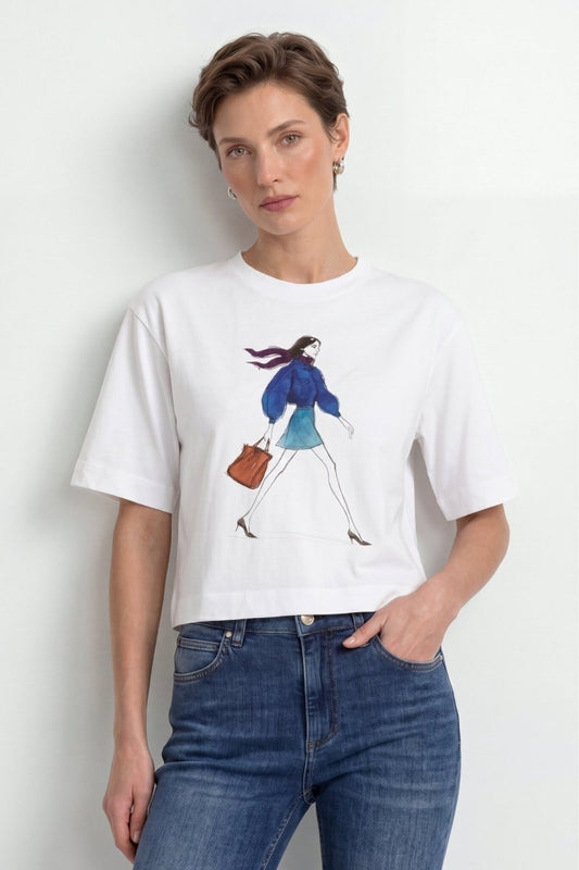 RICHROYAL Gentle Fit T-Shirt mit Print in White