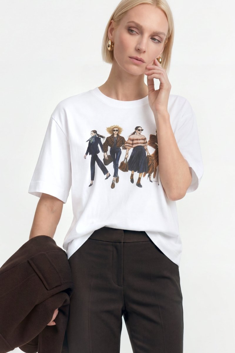Rich & Royal Gentle Fit T-Shirt with Women Print – white
