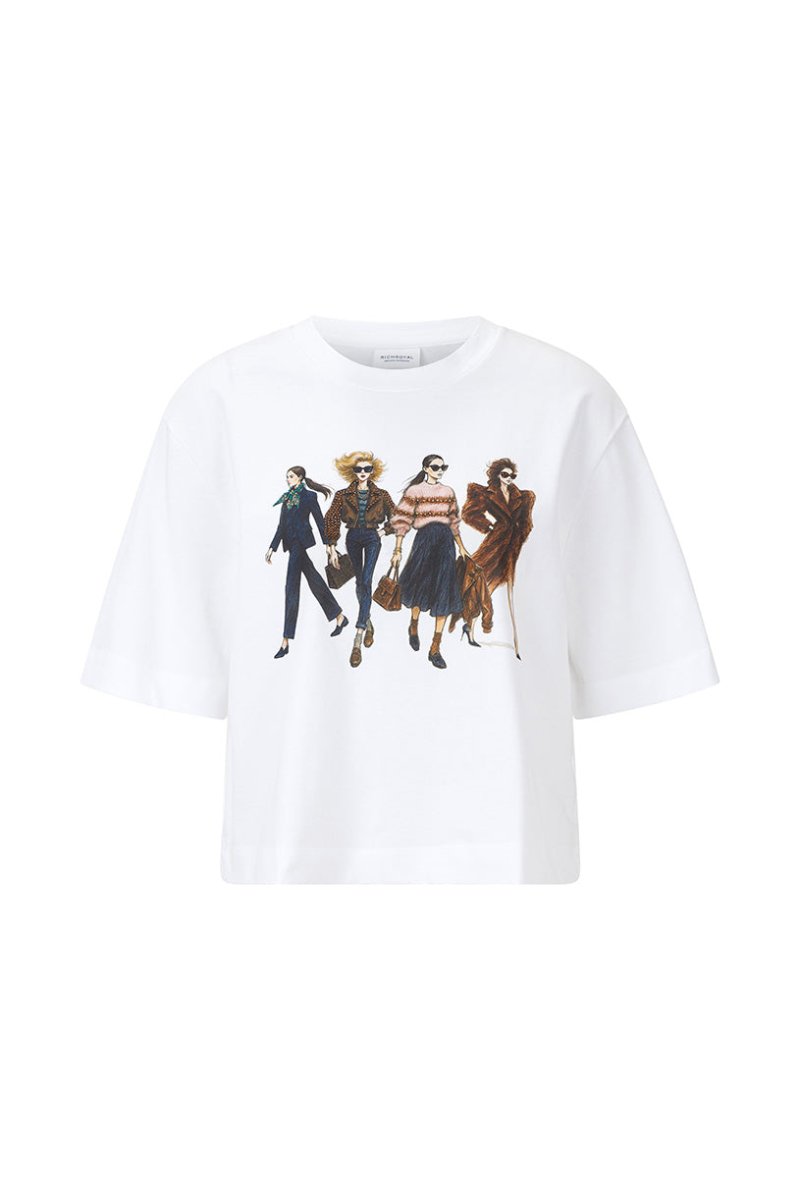 Rich & Royal Gentle Fit T-Shirt with Women Print – white