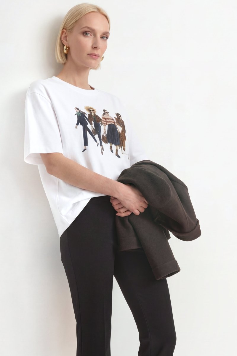 Rich & Royal Gentle Fit T-Shirt with Women Print – white