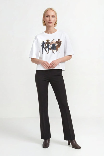 Rich & Royal Gentle Fit T-Shirt with Women Print – white