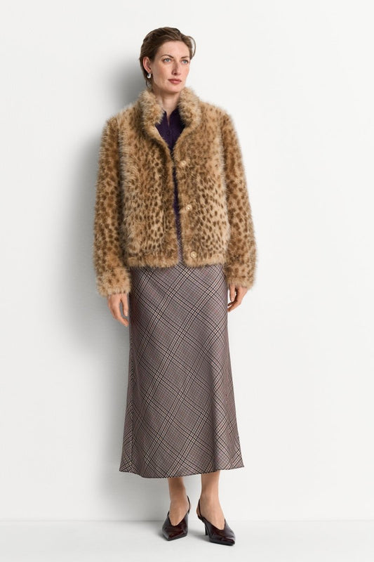Rich & Royal Marbled Faux Fur Jacket caffee latte