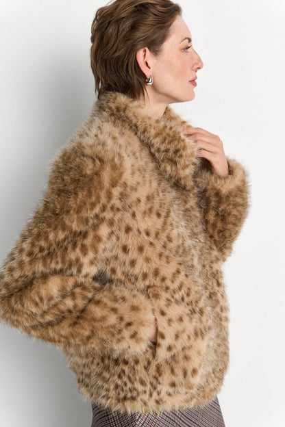 RICHROYAL Marbled Faux Fur Jacket caffee latte