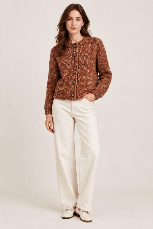 Rich & Royal Mehrfarbige Strickjacke in Urban Ember