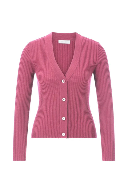 Rich & Royal Merino Rib Cardigan Pink Radiance