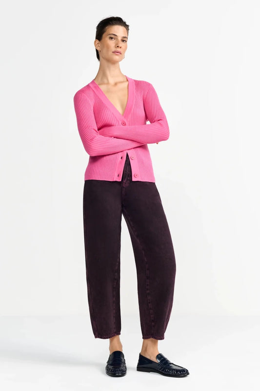 Rich & Royal Merino Rib Cardigan Pink Radiance