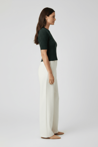 RICHROYAL Merino Rib Kurzarmshirt Dunkelgrün