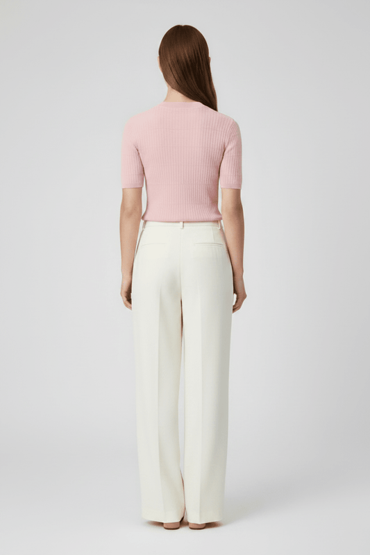 Rich & Royal Merino Rib Kurzarmshirt Puderrosa