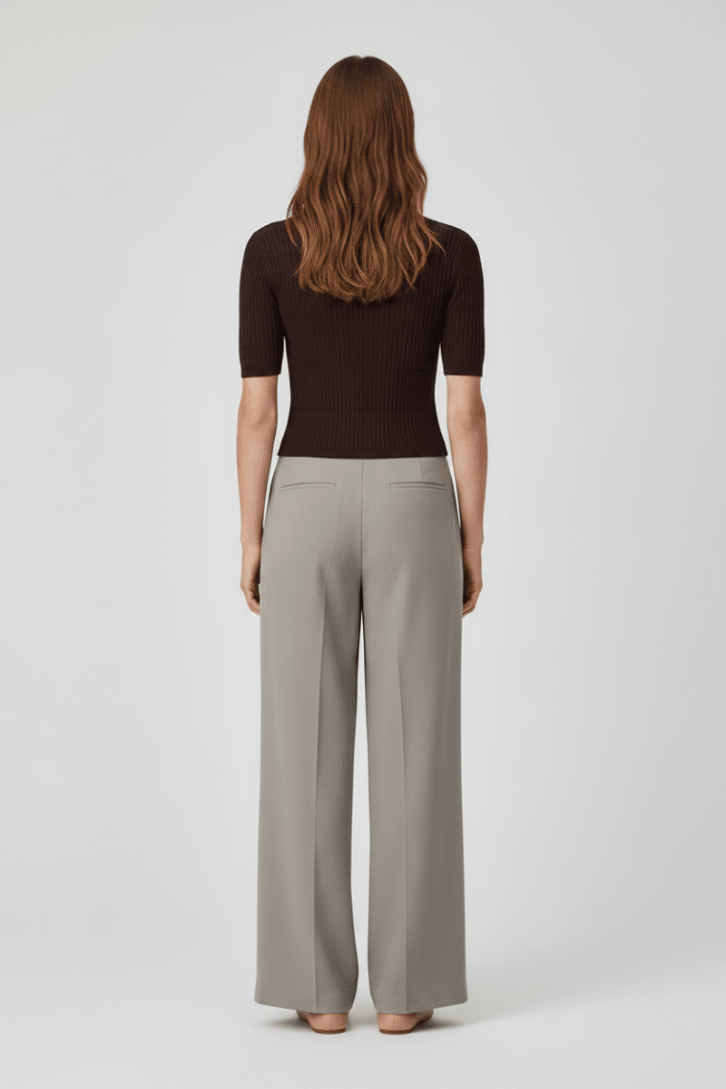 Rich & Royal Merino Rib Kurzarmshirt Schokobraun