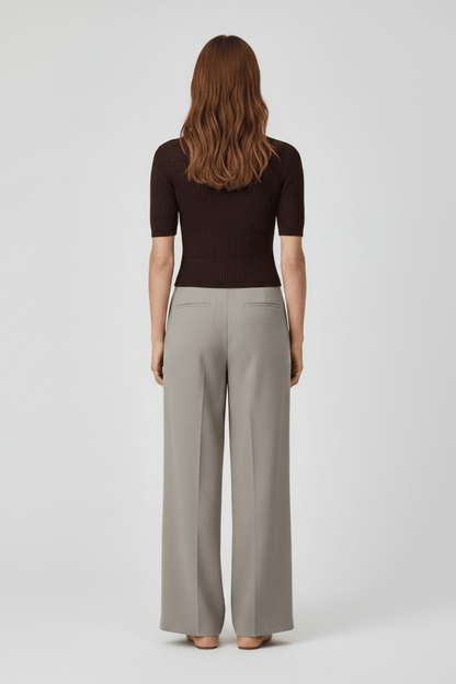 Rich & Royal Merino Rib Kurzarmshirt Schokobraun
