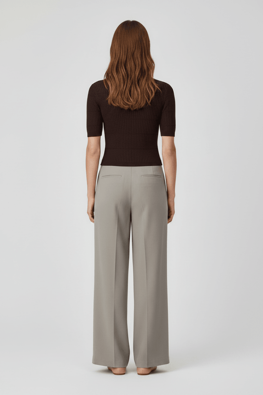 Rich & Royal Merino Rib Kurzarmshirt Schokobraun