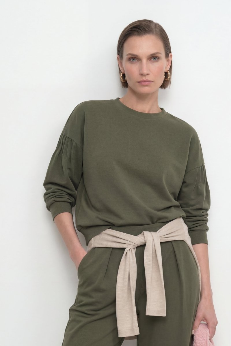 Rich & Royal Plissee-Shirt T Peach Blattgrün