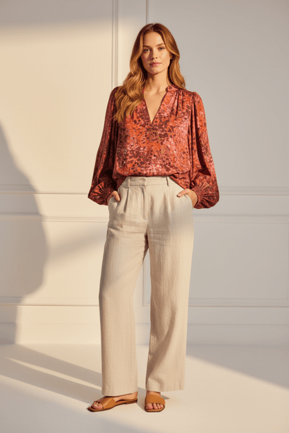 RICHROYAL Printed Blouse Damen – Gemusterte Bluse in Mulberry
