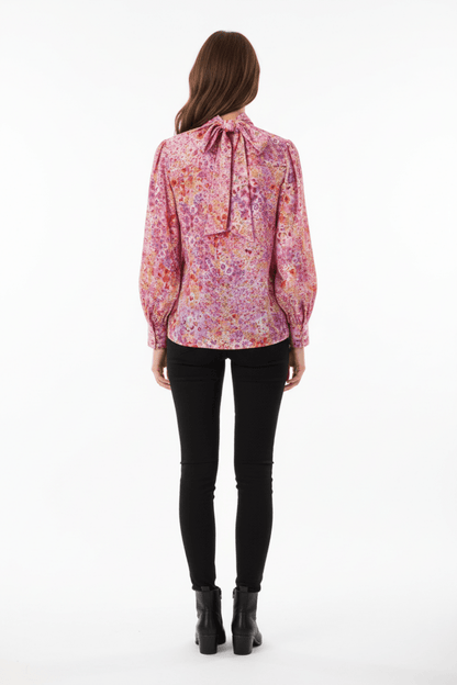 Rich & Royal Printed Blouse with Bow in der Farbe soft orchid