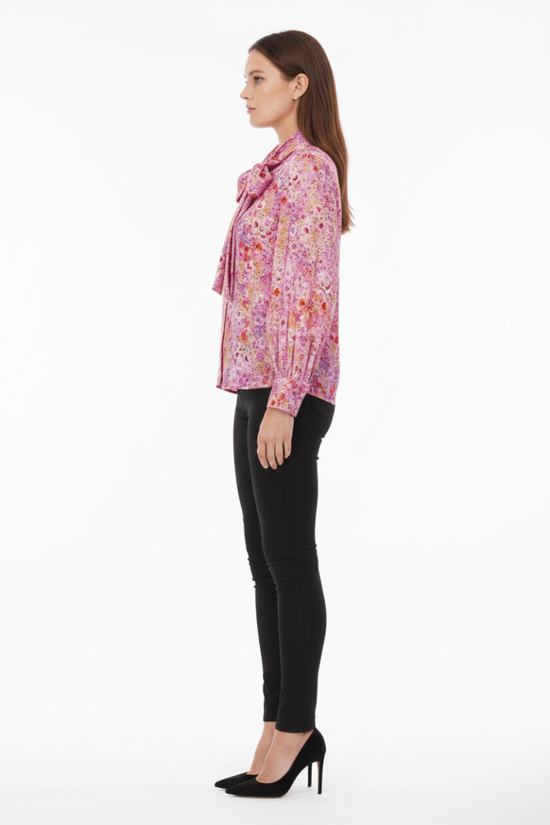 Rich & Royal Printed Blouse with Bow in der Farbe soft orchid