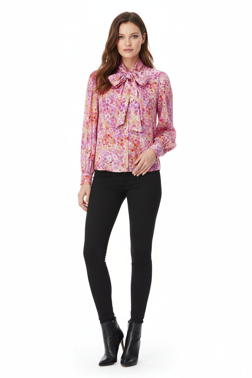 Rich & Royal Printed Blouse with Bow in der Farbe soft orchid